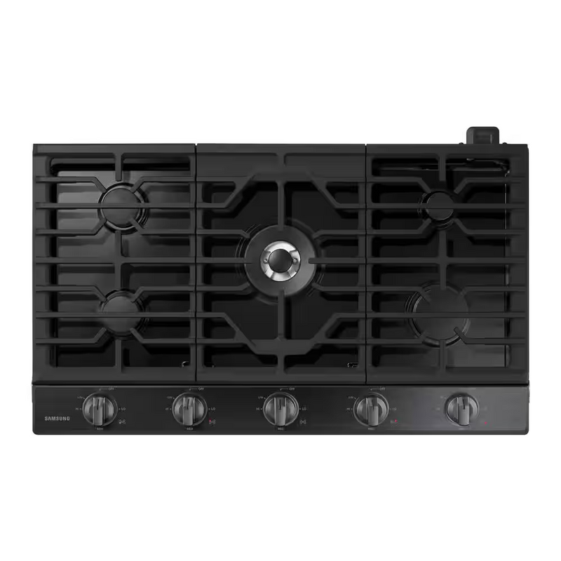 Samsung 36-in 5 burners Black Stainless Steel Gas Cooktop (Griddle Included), NA36N6555TG *JR2510, Retail: $1,849.00, FINAL PRICE: $799.99 + TAX