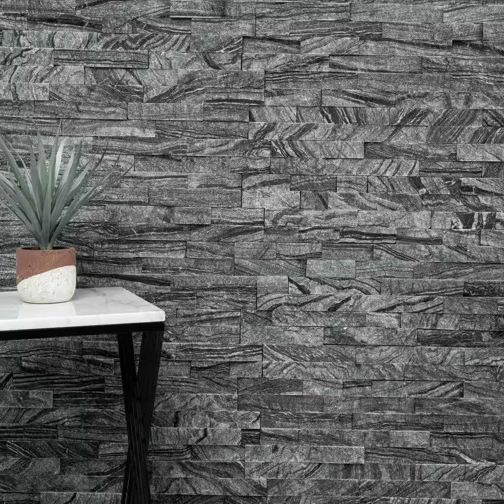 Glacial Black Splitface Marble 6x24 Ledger Panel, LPNLMGLABLK624, 12mm -18mm, 6pcs, 42.84 lbs, 6sf, FINAL PRICE: $2.50/pc, $2.50/sf, $15.00/bx + Tax