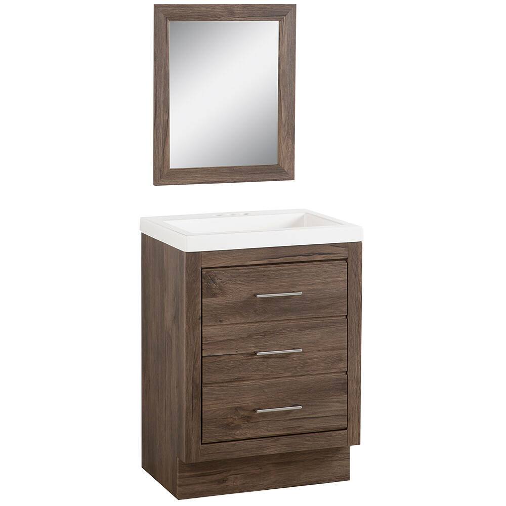 Collinswood Vintage Oak 24-in Single Sink Bathroom Vanity with Cultured Marble Vanity Top with White Sink and Mirror, CW24P3-VO, 1004136698, Final Price: $299.99, CLEARANCE: $199.99 + Tax