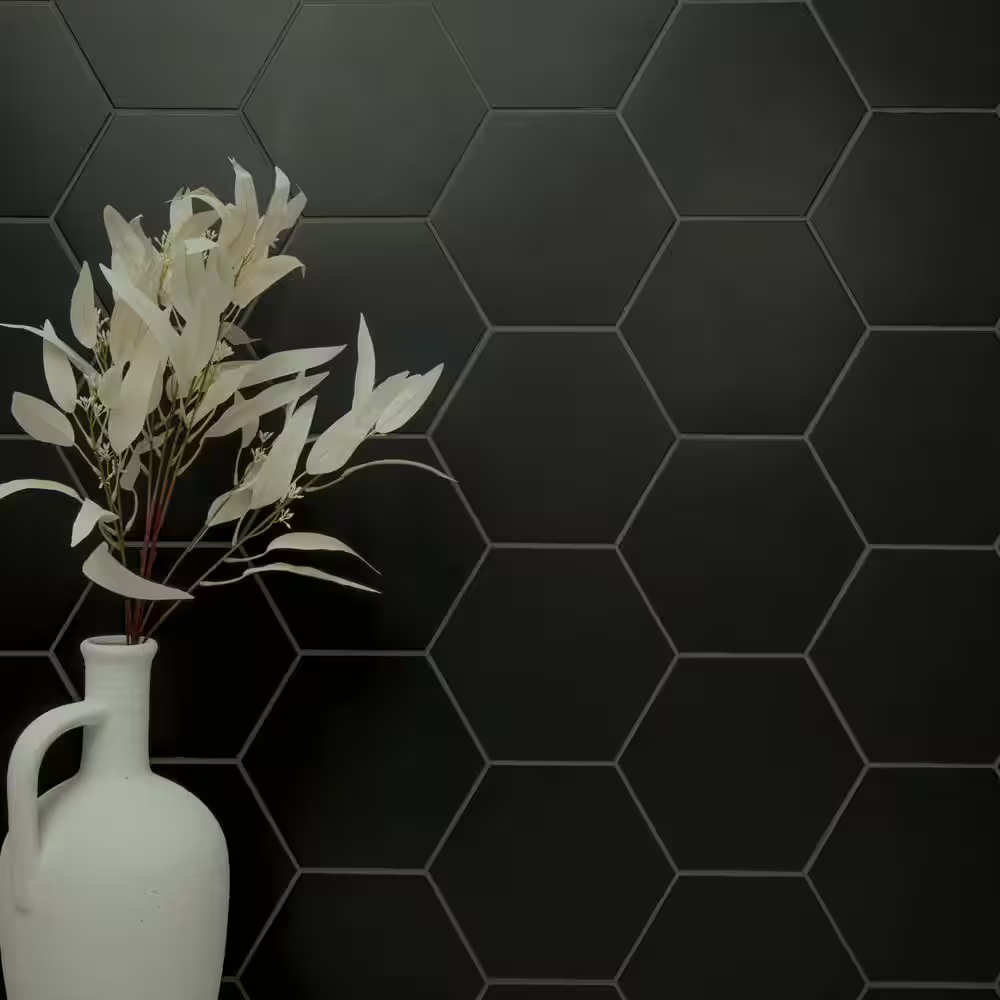 HD Glassel Nero Hexagon 9x10.5 Matte Porcelain Subway Tile, NHDGLNE9X10.5HX, 6.35mm, 14pcs, 35.80 lbs, 6.89sf, Retail: $2.99sf // $20.59 bx, FINAL PRICE: $1.99/pc, $13.71/bx + Tax