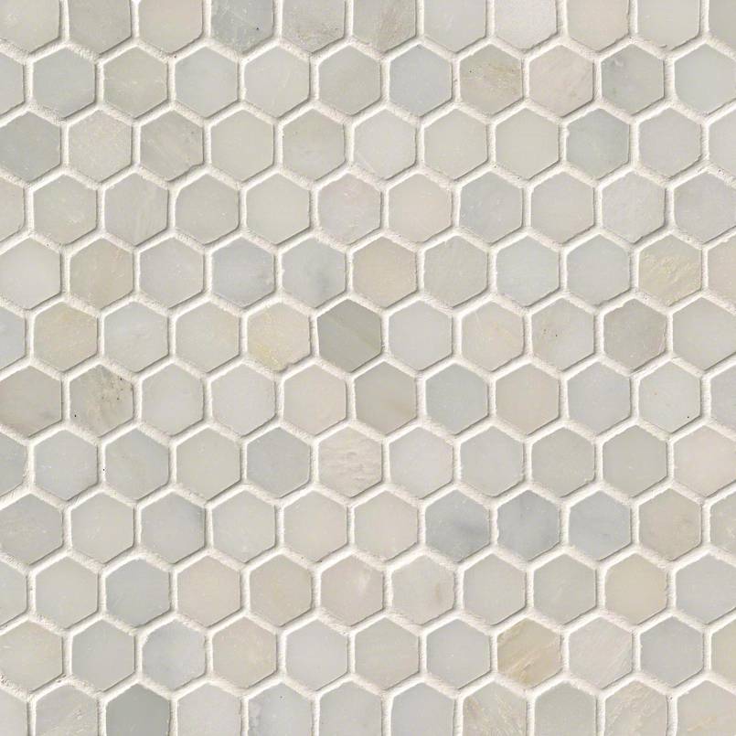 Greecian White 1-inch Hexagon 12x12 Mosaic, GRE-1HEXP, 10sf, 10 pcs, 45 lbs, FINAL PRICE: $6.99/pc, $69.99/box + Tax