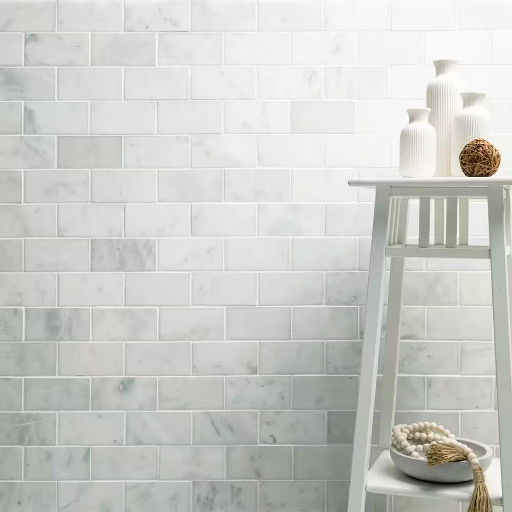 Greecian White 3x6 Polished White Marble Subway Floor and Wall Tile, THDW1-T-GRE-3x6, 1sf, 8 pcs, 10mm, 6 lbs, FINAL PRICE: $3.99/sf, $3.99/box + Tax