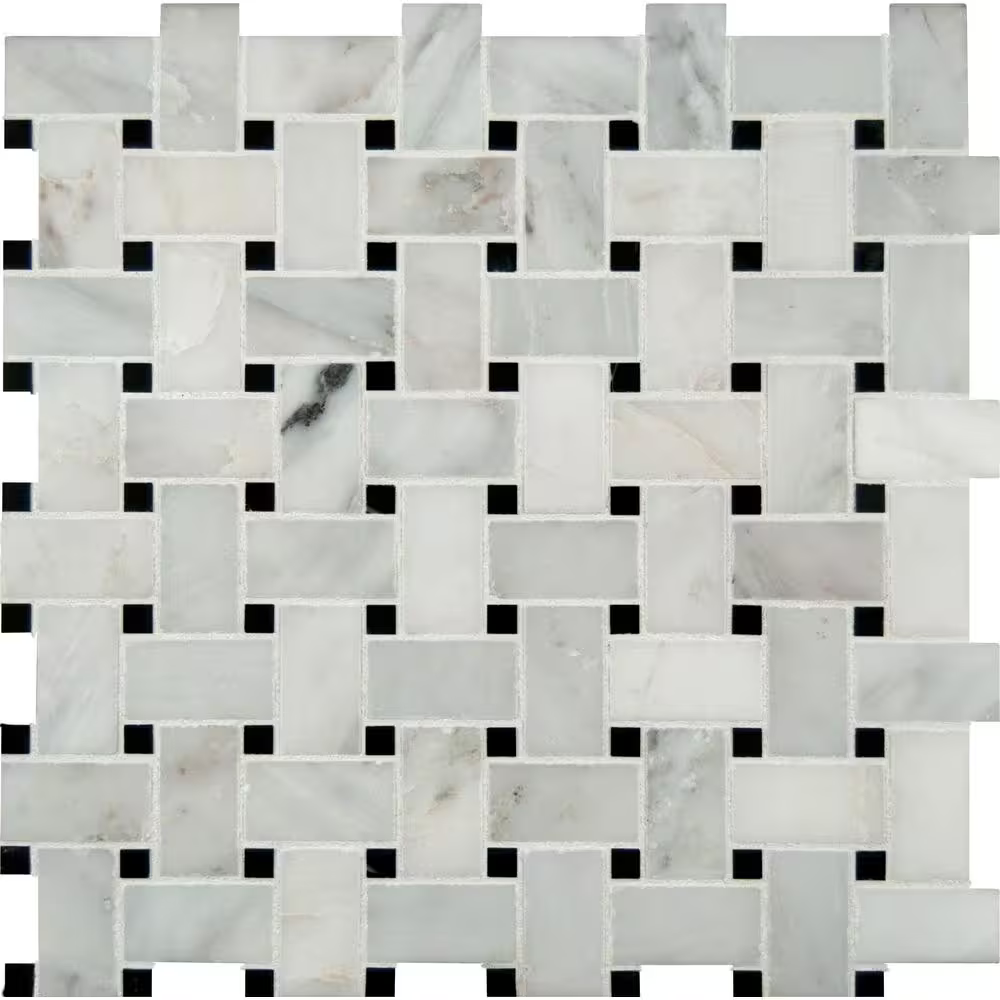 Greecian White Basketweave 12x12 Polished Marble Mosaic, SMOT-GRE-BWP, 10sf, 10 pcs, 30 lbs, FINAL PRICE: $7.99/pc, $79.9/box + Tax