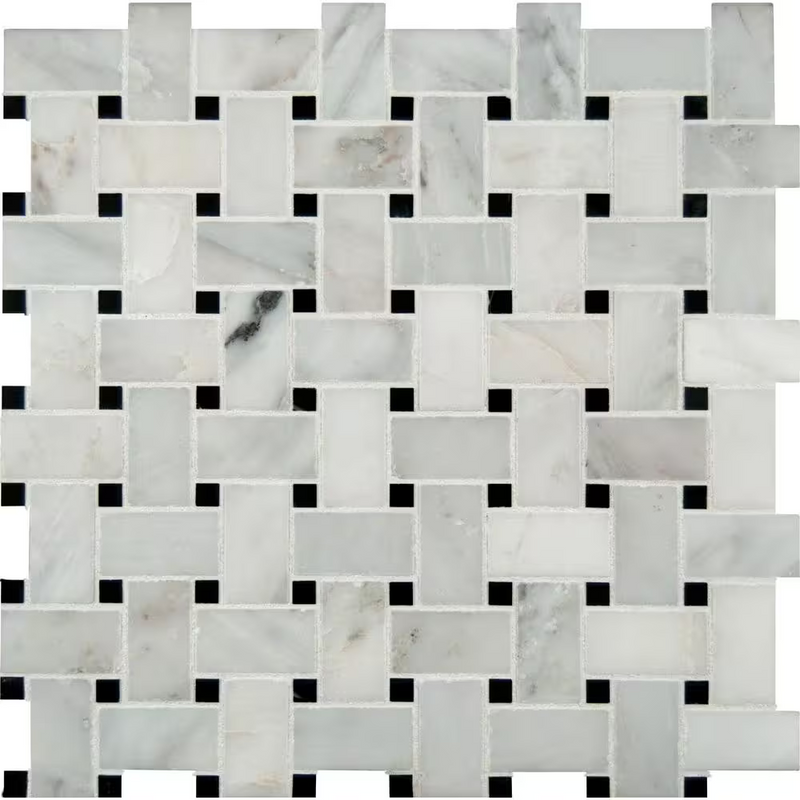 Greecian White Basketweave 12x12 Polished Marble Mosaic, SMOT-GRE-BWP, 10sf, 10 pcs, 30 lbs, FINAL PRICE: $7.99/pc, $79.9/box + Tax