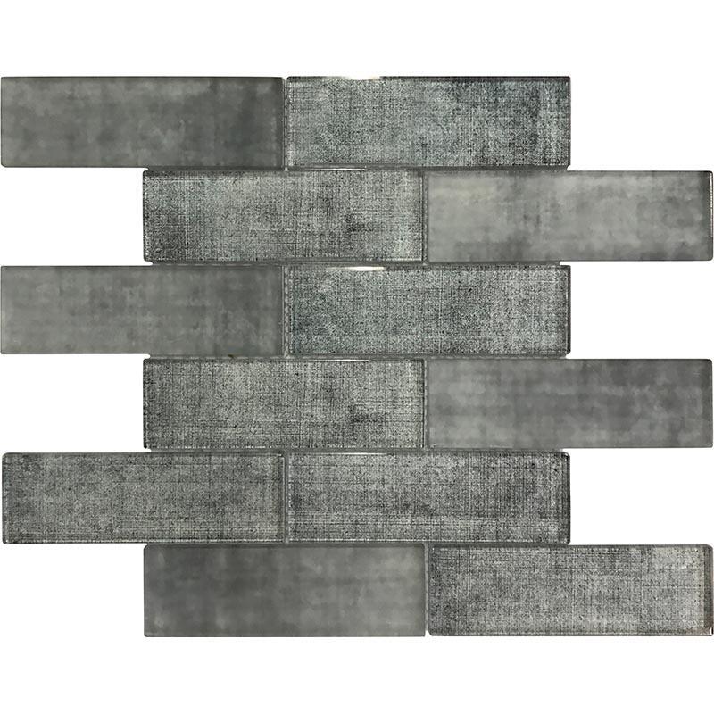 ARVTWETAN28 2x8 Textile Print Grey Glass Subway, (80pcs/box), Loc: MT5-C, CLEARANCE $14.99/bx
