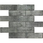 ARVTWETAN28 2x8 Textile Print Grey Glass Subway, (80pcs/box), Loc: MT5-C