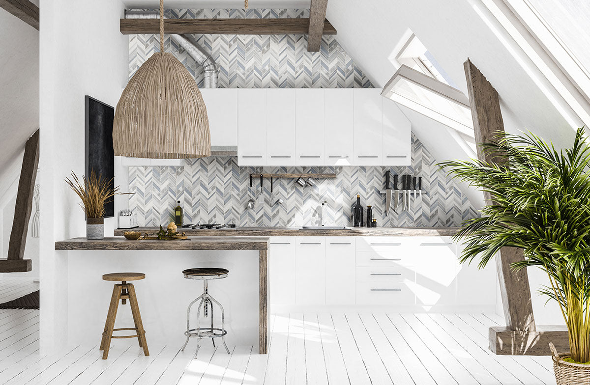 Harlow Chevron 12x12 Glass/Stone/Metal Mesh-Mounted Mosaic Wall Tile, SMOT-SGLSMT-HARCHE8MM, 10sf, 10 pcs, mm, 45 lbs, FINAL PRICE: $12.99/pc, $129.90/box + Tax