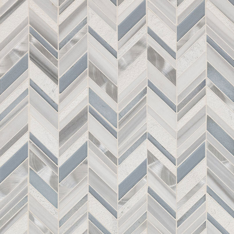 Harlow Chevron 12x12 Glass/Stone/Metal Mesh-Mounted Mosaic Wall Tile, SMOT-SGLSMT-HARCHE8MM, 10sf, 10 pcs, mm, 45 lbs, FINAL PRICE: $12.99/pc, $129.90/box + Tax