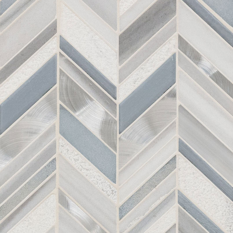 Harlow Chevron 12x12 Glass/Stone/Metal Mesh-Mounted Mosaic Wall Tile, SMOT-SGLSMT-HARCHE8MM, 10sf, 10 pcs, mm, 45 lbs, FINAL PRICE: $12.99/pc, $129.90/box + Tax