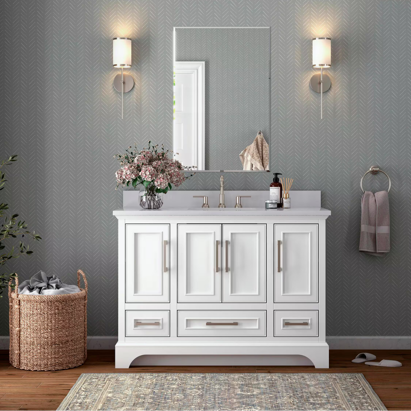 Home Decorators Lareda 48-in White Undermount Single Sink Vanity with White Engineered Stone Top, 3206VA-48-201-901-UM, FINAL PRICE: $499.99 + Tax