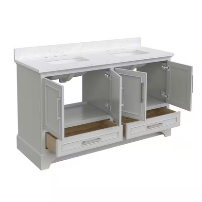 Home Decorators Lareda 60-in White Undermount Double Sink Vanity with Engineered Carrara Marble Top, 3206VA-60-201-925-UM, FINAL PRICE: $639.99 + Tax