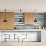 Ice Beveled 3 in. Hexagon 11x12 Glass Mesh-Mounted Mosaic, 8.9sf, 10 pcs, 32 lbs, FINAL PRICE: $9.99/pc, $99.90/box + Tax