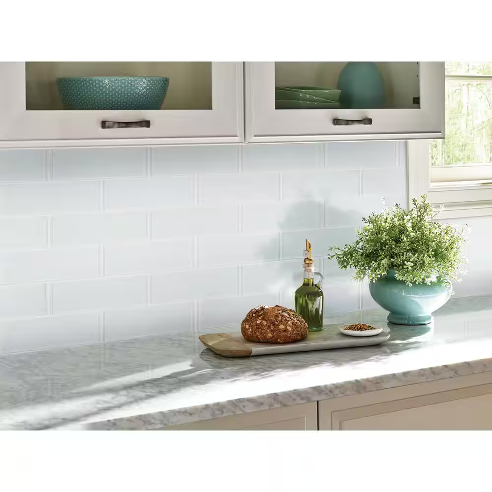 ** PALLET SALE: 11.4 sf (3 bxs) ** Glacier Blue Glass  3x9  Subway Tile, GL-T-IC39, 8mm, 20pcs, 15 lbs, 3.8sf, Retail: $9.99sf // $30.36 bx, FINAL PRICE: $0.99, $3.76/bx + Tax