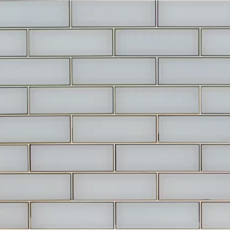 Ice Beveled Glass 4x12 Subway Wall Tile, GL-T-ICEBE412, 8mm, 15pcs, 22.09 lbs, 4.95sf, Retail: $21.97/sf, $109.85, FINAL PRICE: $2.97/sf, $14.85/bx + Tax