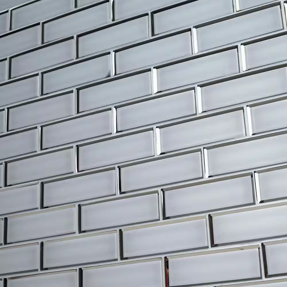 Ice Bevel Subway 12x12 Glossy Glass Mesh-Mounted Mosaic, SMOT-GLSST-ICEBE8MM, 9.6sf, 10 pcs, 35 lbs, FINAL PRICE: $5.99/pc, $59.90/box + Tax