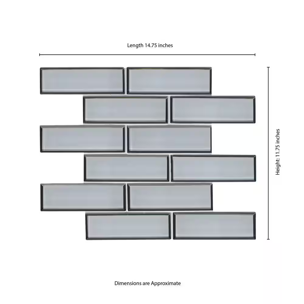 Ice Bevel Subway 12x12 Glossy Glass Mesh-Mounted Mosaic, SMOT-GLSST-ICEBE8MM, 9.6sf, 10 pcs, 35 lbs, FINAL PRICE: $5.99/pc, $59.90/box + Tax