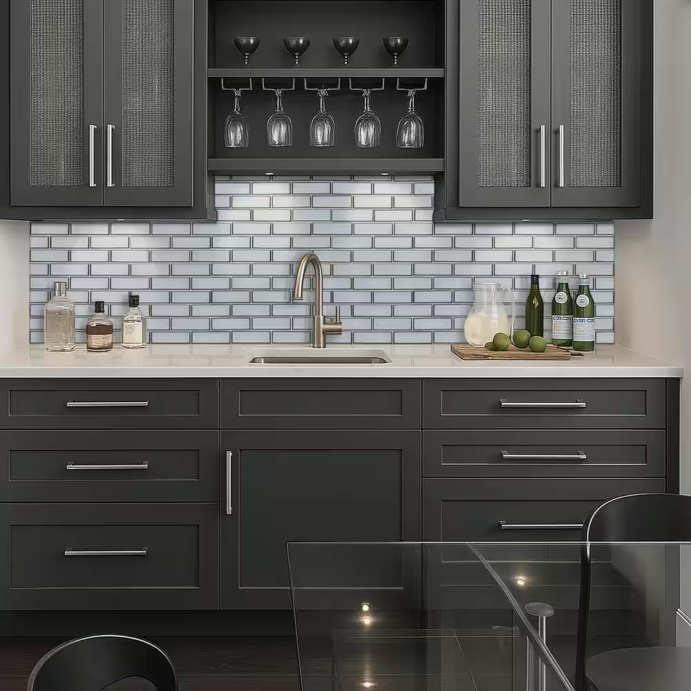 Ice Bevel Subway 12x12 Glossy Glass Mesh-Mounted Mosaic, SMOT-GLSST-ICEBE8MM, 9.6sf, 10 pcs, 35 lbs, FINAL PRICE: $5.99/pc, $59.90/box + Tax