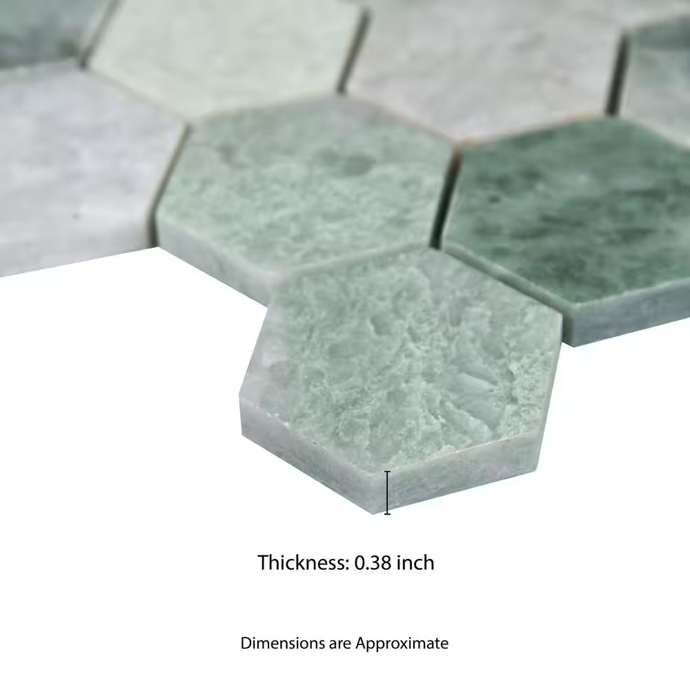 Icelandic Green 2 in. Hexagon 12x12 Polished Marble Mesh-Mounted Mosaic, SMOT-ICEGRE-2HEXP, 9.8sf, 10 pcs, 49 lbs, FINAL PRICE: $7.99/pc, $79.90/box + Tax