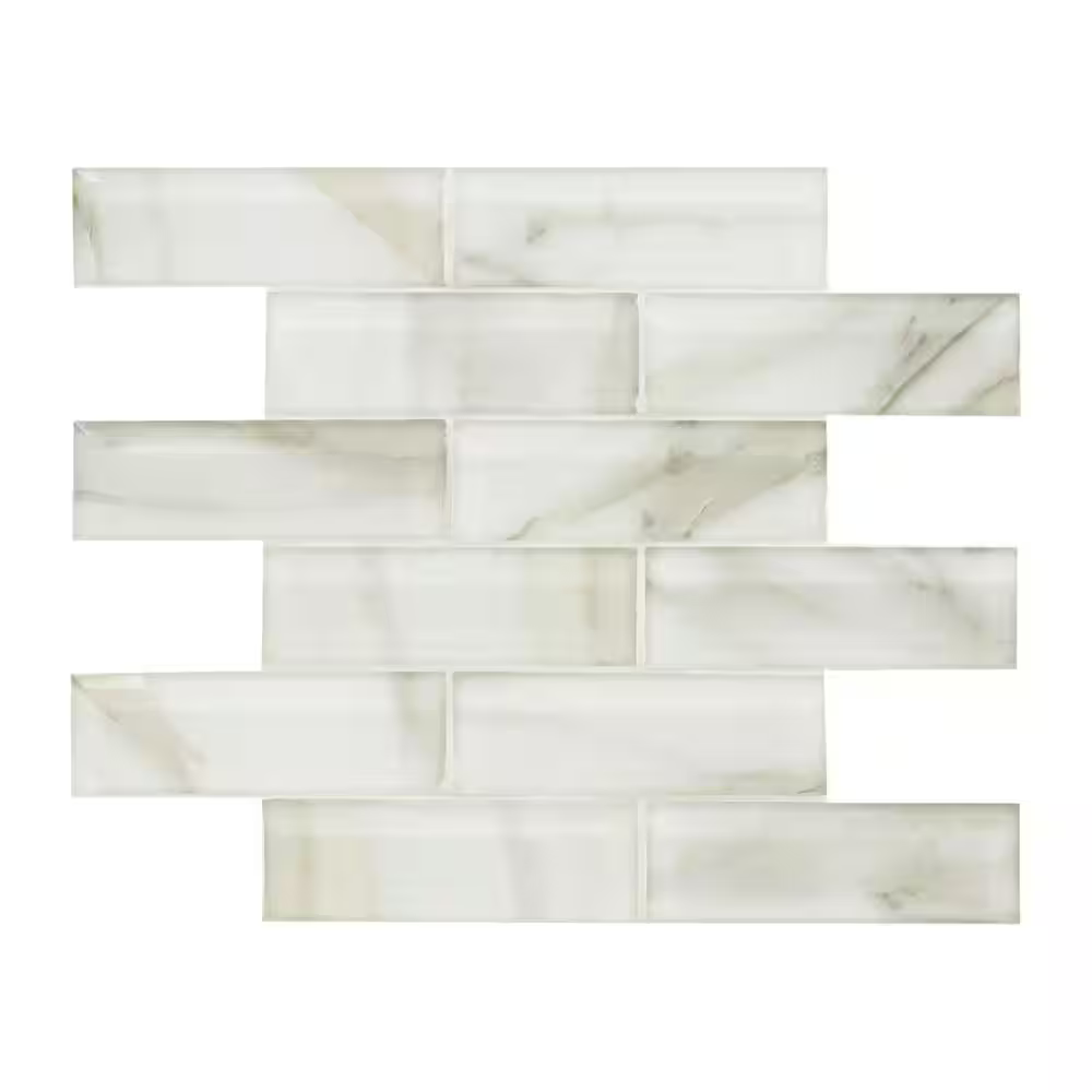**PER PC** Ivory Amber Beveled 12x12 Glossy Glass Subway Mosaic, Retail: $19.60/pc, 10 sf/bx, 10pcs/bx, 35 lbs/bx, FINAL PRICE: $9.99/sf, $99.90/ Box + TAX