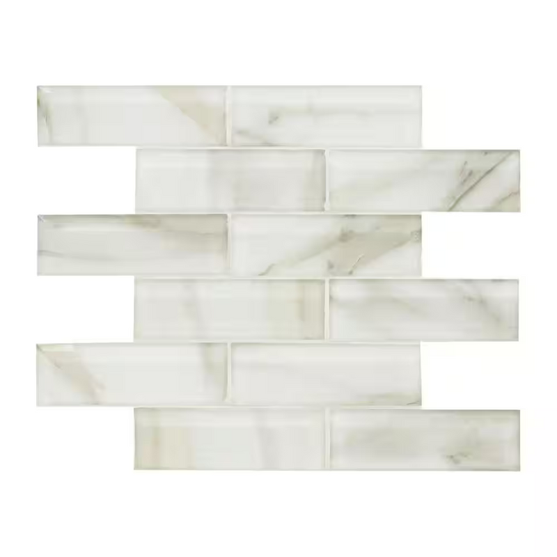 **PER PC** Ivory Amber Beveled 12x12 Glossy Glass Subway Mosaic, Retail: $19.60/pc, 10 sf/bx, 10pcs/bx, 35 lbs/bx, FINAL PRICE: $9.99/sf, $99.90/ Box + TAX