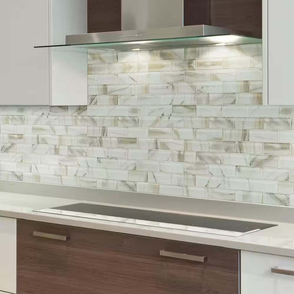 **PER PC** Ivory Amber Beveled 12x12 Glossy Glass Subway Mosaic, Retail: $19.60/pc, 10 sf/bx, 10pcs/bx, 35 lbs/bx, FINAL PRICE: $9.99/sf, $99.90/ Box + TAX
