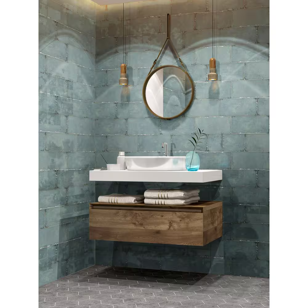 Jovani Cyan Glossy 6x12 Subway Glossy Porcelain Stone Look Floor and Wall Tile, NHDJOVCYA6X12, 9.6mm, 22pcs, 49.20 lbs, 11sf, Retail: $3.29/sf, FINAL PRICE: $0.99, $10.89/bx + Tax