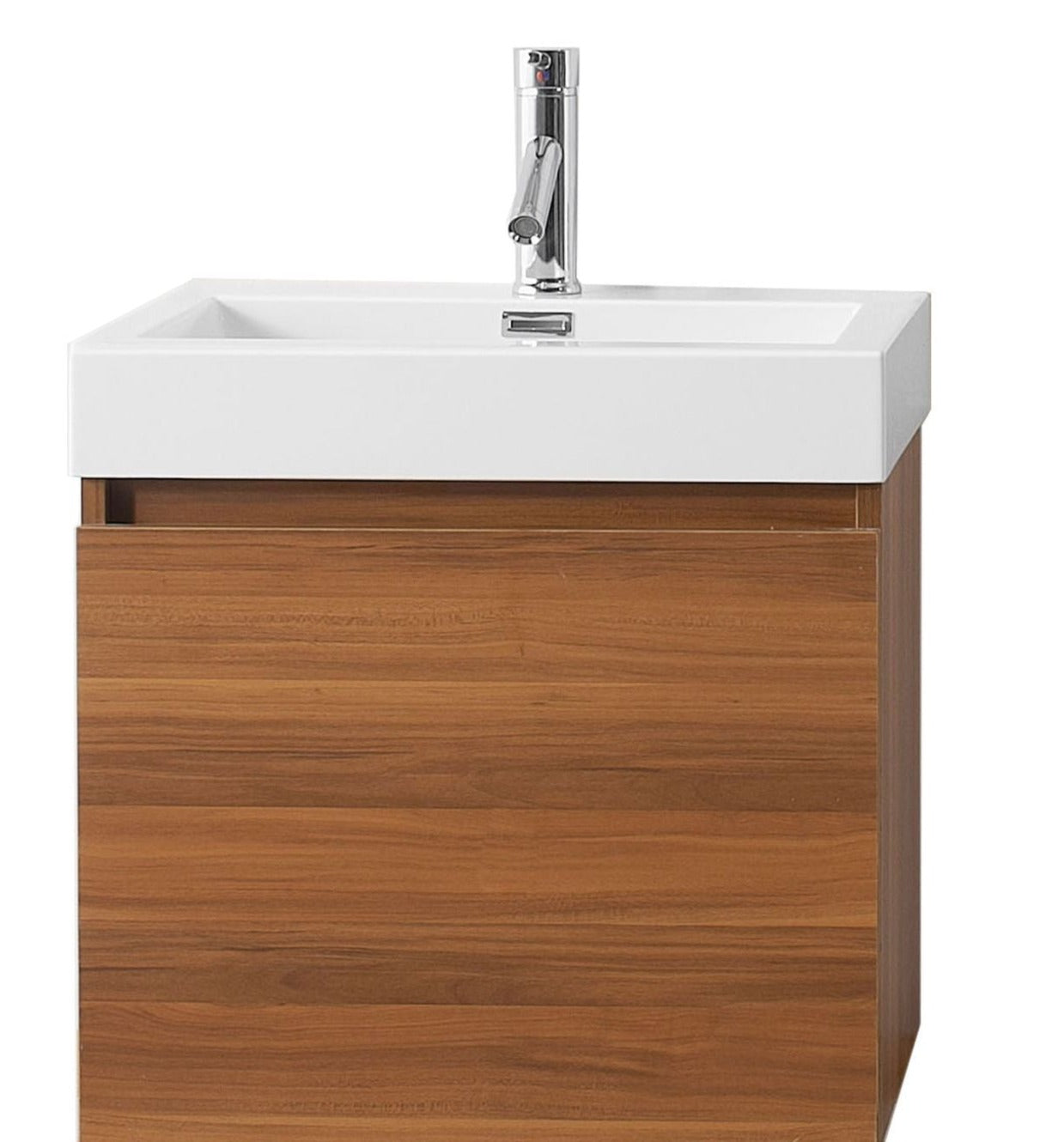 24" Floating Virtu Vanity Single Square Sink With White Polymarble Top In Plum, JS-50324-PL, Retail $749.00