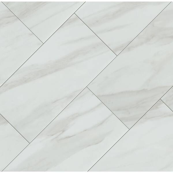 Kolasus White 12x24 Polished Porcelain Floor and Wall Tile, 16sf, 8 pcs, 9mm, 22 lbs, FINAL PRICE: $1.29/sf, $20.64/box + Tax