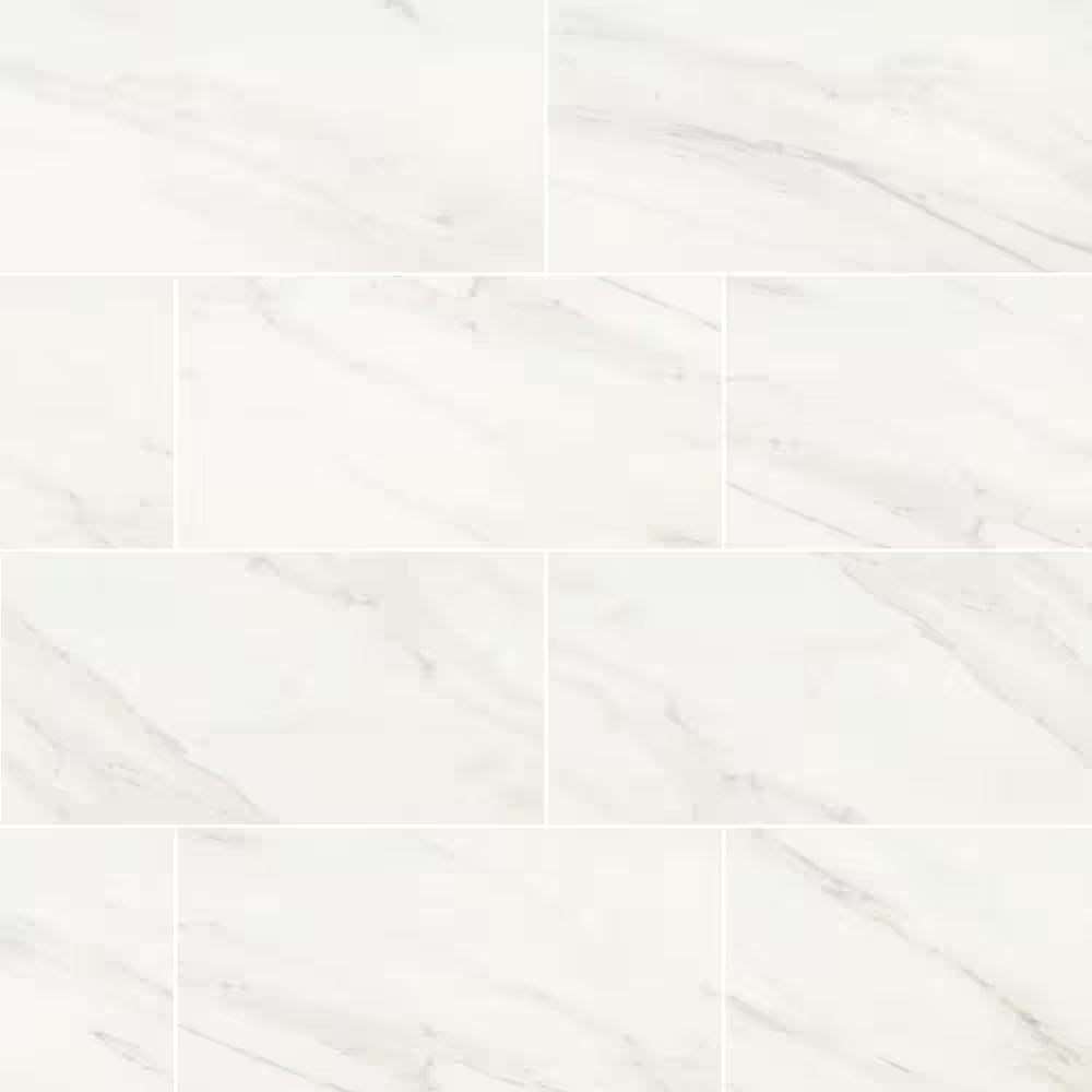 Kolasus White 12x24 Polished Porcelain Floor and Wall Tile, 16sf, 8 pcs, 9mm, 22 lbs, FINAL PRICE: $1.29/sf, $20.64/box + Tax