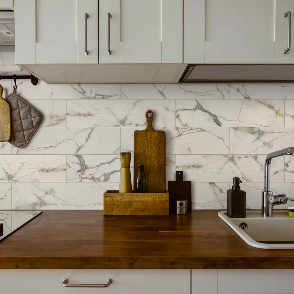 Lockson Mix 4x16 Glossy Ceramic Marble Look Floor and Wall Tile, NHDLOCKMIX4X16, 17.22 sf, 40 pcs, 7mm, 48lbs, FINAL PRICE: $1.39/sf, $23.94