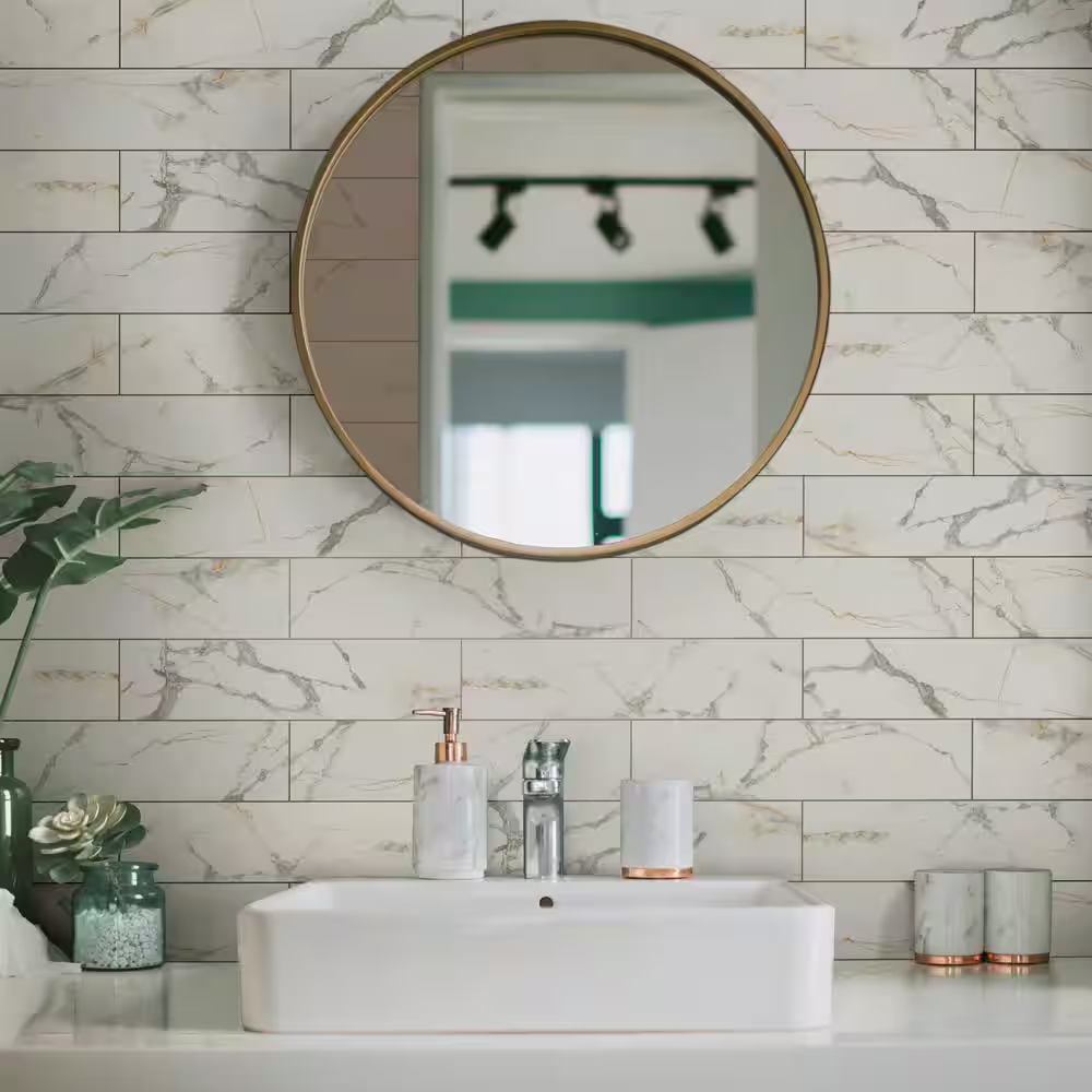 Lockson Mix 4x16 Glossy Ceramic Marble Look Floor and Wall Tile, NHDLOCKMIX4X16, 17.22 sf, 40 pcs, 7mm, 48lbs, FINAL PRICE: $1.39/sf, $23.94