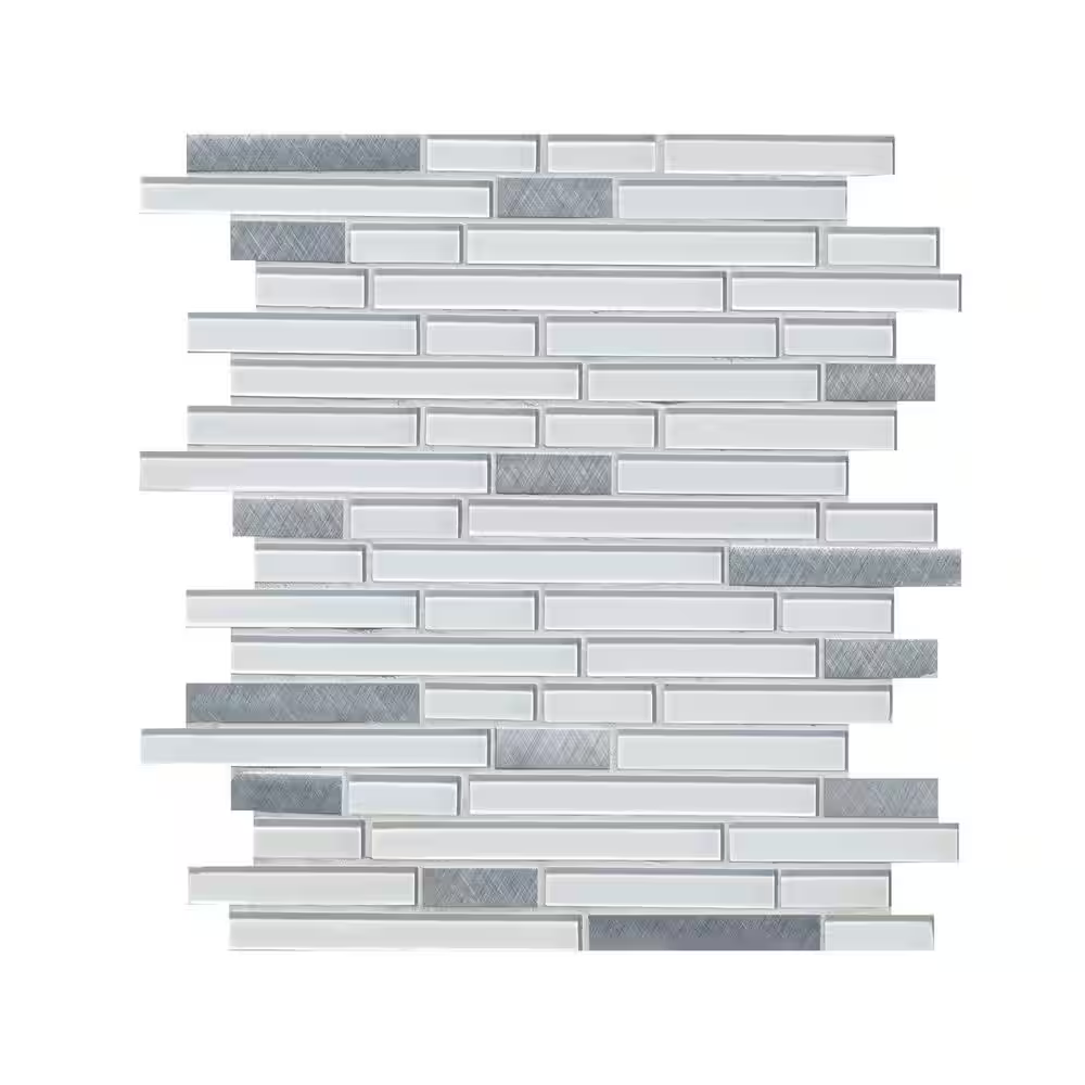 **PER PCS** Lucid Sky Interlocking 12x13 Glass/Metal Mesh-Mounted Mosaic, GLSMTIL-LUCSKY4, 4.06mm, 20pcs, 36 lbs, 0.98sf, Retail: $4.03/pc, FINAL PRICE: $1.99/pc + Tax