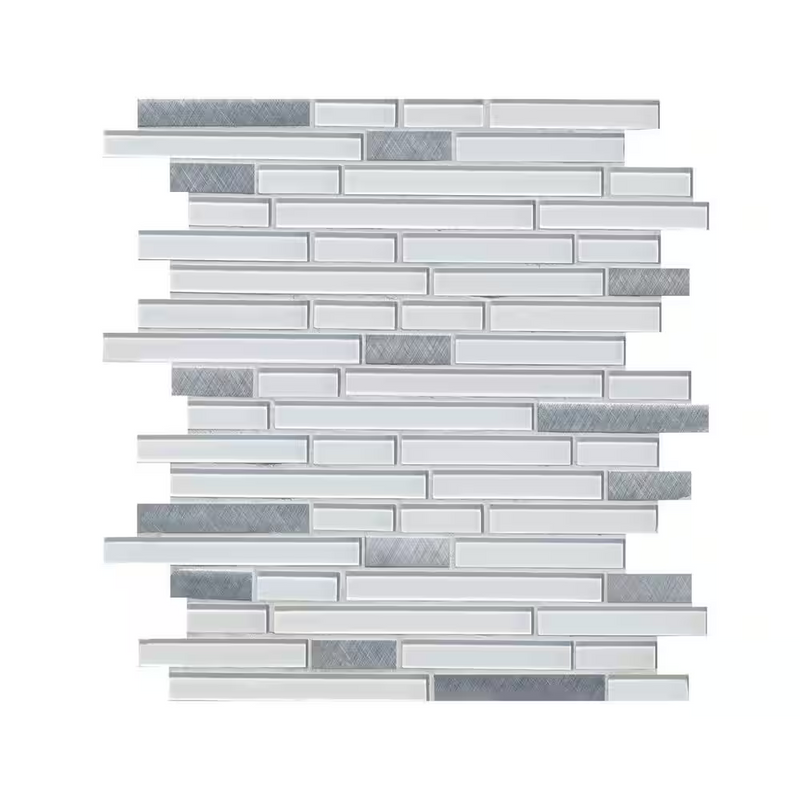 **PER PCS** Lucid Sky Interlocking 12x13 Glass/Metal Mesh-Mounted Mosaic, GLSMTIL-LUCSKY4, 4.06mm, 20pcs, 36 lbs, 0.98sf, Retail: $4.03/pc, FINAL PRICE: $1.99/pc + Tax