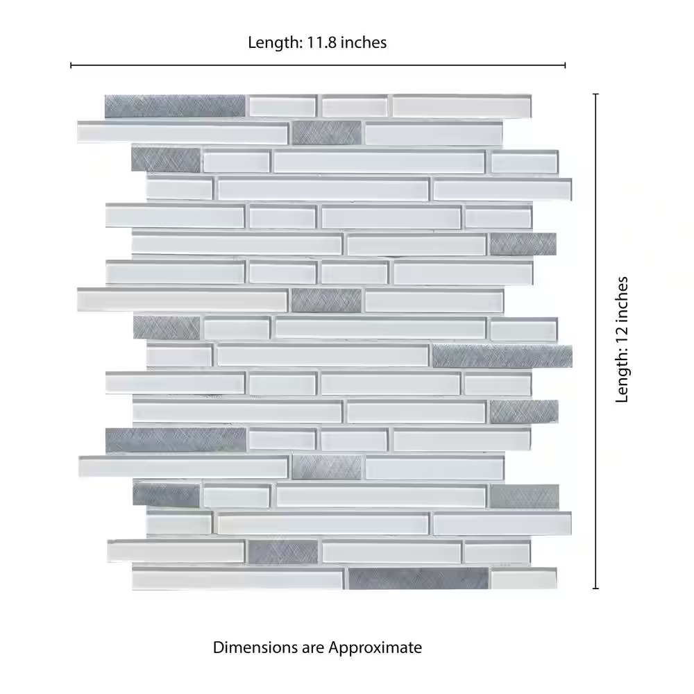 **PER PCS** Lucid Sky Interlocking 12x13 Glass/Metal Mesh-Mounted Mosaic, GLSMTIL-LUCSKY4, 4.06mm, 20pcs, 36 lbs, 0.98sf, Retail: $4.03/pc, FINAL PRICE: $1.99/pc + Tax