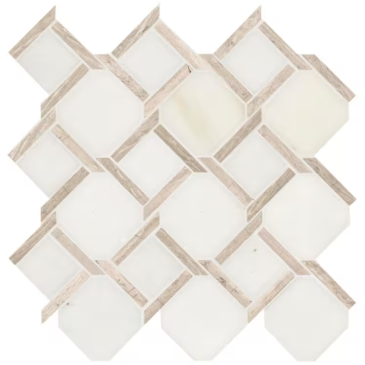 Marbella Lynx 12x12 Polished Marble Mesh-Mounted Mosaic Floor and Wall Tile, SMOT-MARBLYNX-POL10MM, 10sf, 10 pcs, 45 lbs, FINAL PRICE: $7.99/pc, $79.90/box + Tax