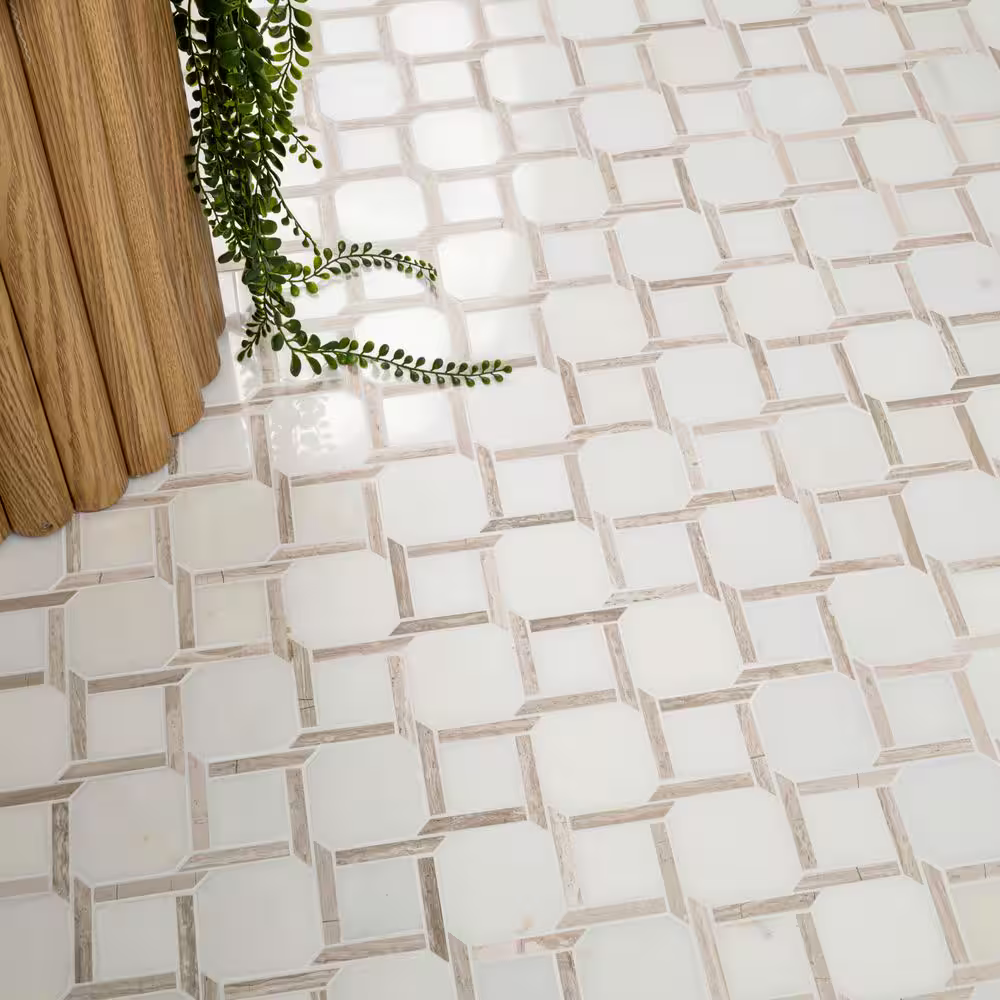 Marbella Lynx 12x12 Polished Marble Mesh-Mounted Mosaic Floor and Wall Tile, SMOT-MARBLYNX-POL10MM, 10sf, 10 pcs, 45 lbs, FINAL PRICE: $7.99/pc, $79.90/box + Tax