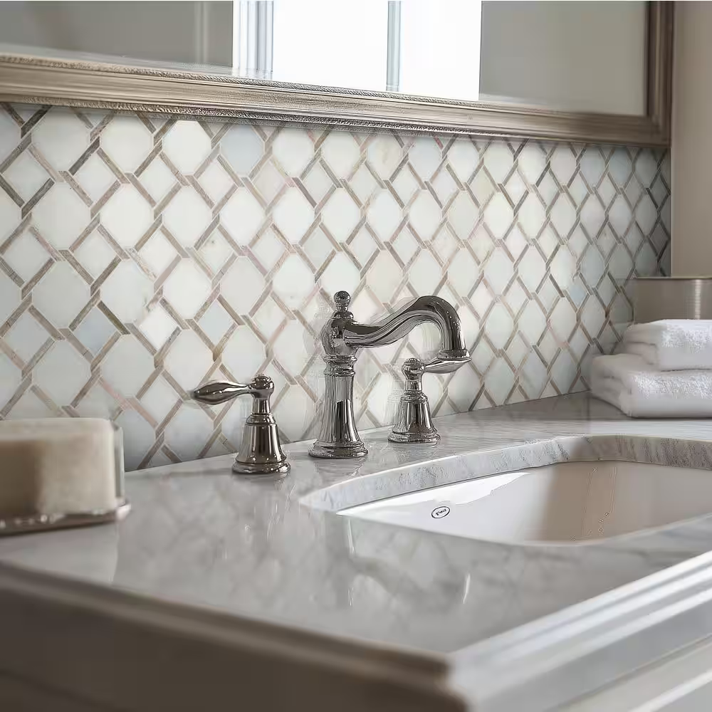 Marbella Lynx 12x12 Polished Marble Mesh-Mounted Mosaic Floor and Wall Tile, SMOT-MARBLYNX-POL10MM, 10sf, 10 pcs, 45 lbs, FINAL PRICE: $7.99/pc, $79.90/box + Tax