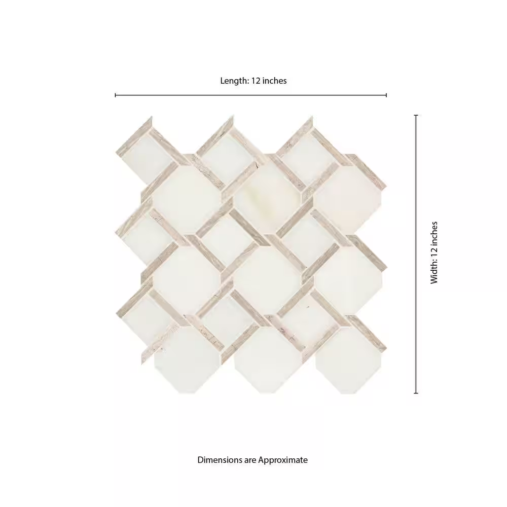 Marbella Lynx 12x12 Polished Marble Mesh-Mounted Mosaic Floor and Wall Tile, SMOT-MARBLYNX-POL10MM, 10sf, 10 pcs, 45 lbs, FINAL PRICE: $7.99/pc, $79.90/box + Tax