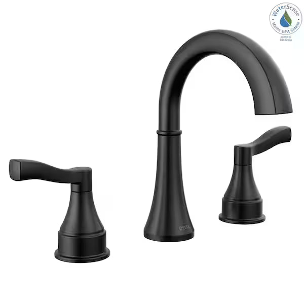 Delta Faryn Two Handle Widespread Bathroom Faucet in Matte Black, 35822LF-BL