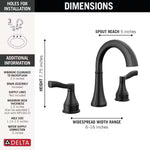 Delta Faryn Two Handle Widespread Bathroom Faucet in Matte Black, 35822LF-BL