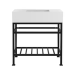 **ASSEMBLY REQUIRED** Pelham & White Manchester 31-Inch Vanity with Cultured Carrara Marble White Console Sink Top and Leg Combo in Matte Black, PWC1100-MB, [FB285], FINAL PRICE: $299.99 + Tax
