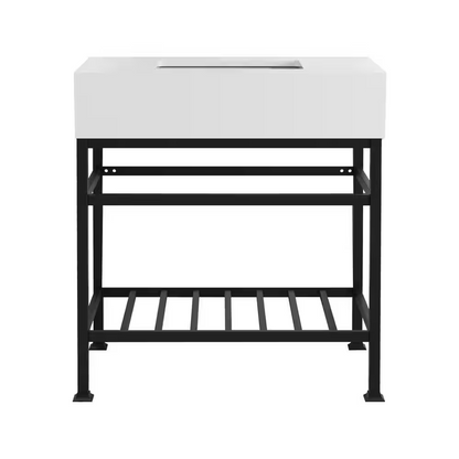 **ASSEMBLY REQUIRED** Pelham & White Manchester 31-Inch Vanity with Cultured Carrara Marble White Console Sink Top and Leg Combo in Matte Black, PWC1100-MB, FINAL PRICE: $299.99 + Tax