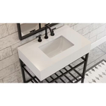 **ASSEMBLY REQUIRED** Pelham & White Manchester 31-Inch Vanity with Cultured Carrara Marble White Console Sink Top and Leg Combo in Matte Black, PWC1100-MB, [FB285], FINAL PRICE: $299.99 + Tax