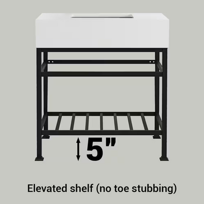 **ASSEMBLY REQUIRED** Pelham & White Manchester 31-Inch Vanity with Cultured Carrara Marble White Console Sink Top and Leg Combo in Matte Black, PWC1100-MB, FINAL PRICE: $299.99 + Tax