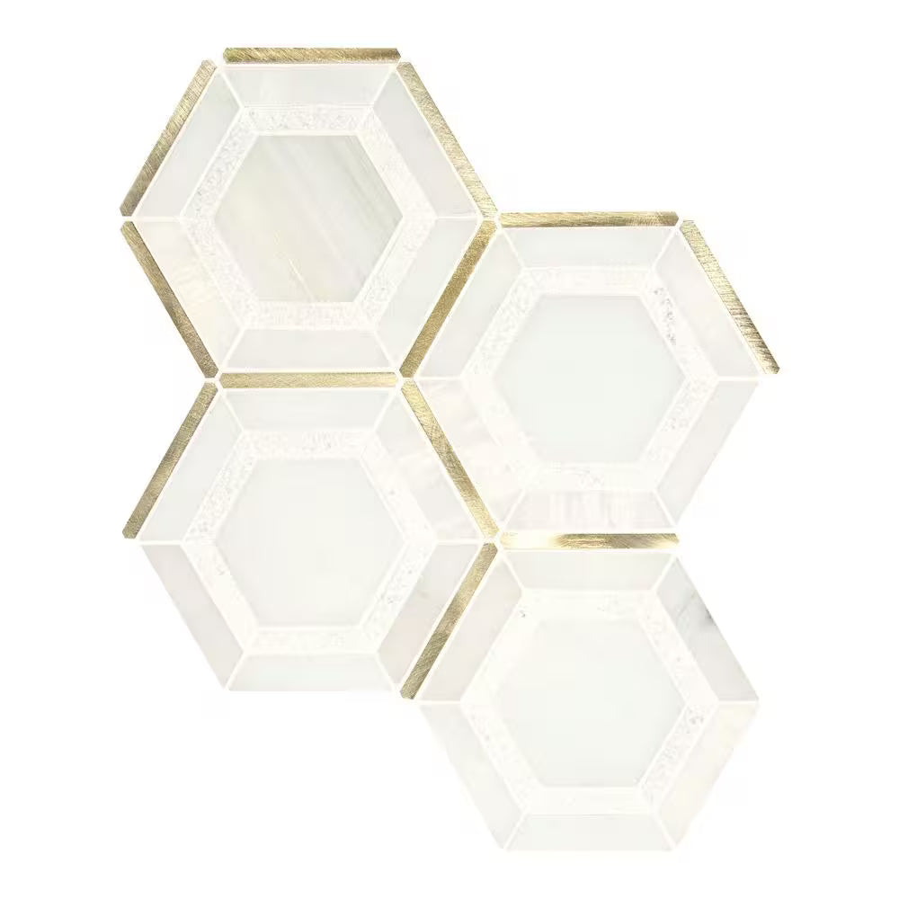 Medici Gold 11x13 Polished Marble Mesh-Mounted Mosaic, 9.4sf, 10 pcs, 46 lbs, FINAL PRICE: $9.99/pc, $99.90/box + Tax