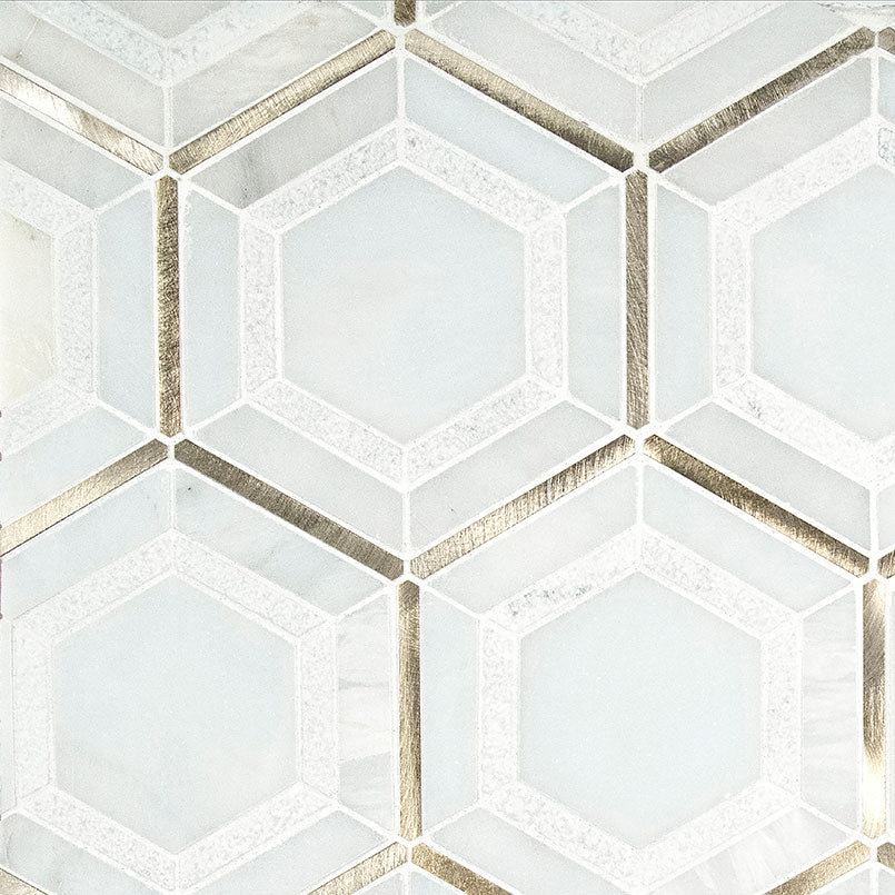 Medici Gold 11x13 Polished Marble Mesh-Mounted Mosaic, 9.4sf, 10 pcs, 46 lbs, FINAL PRICE: $9.99/pc, $99.90/box + Tax