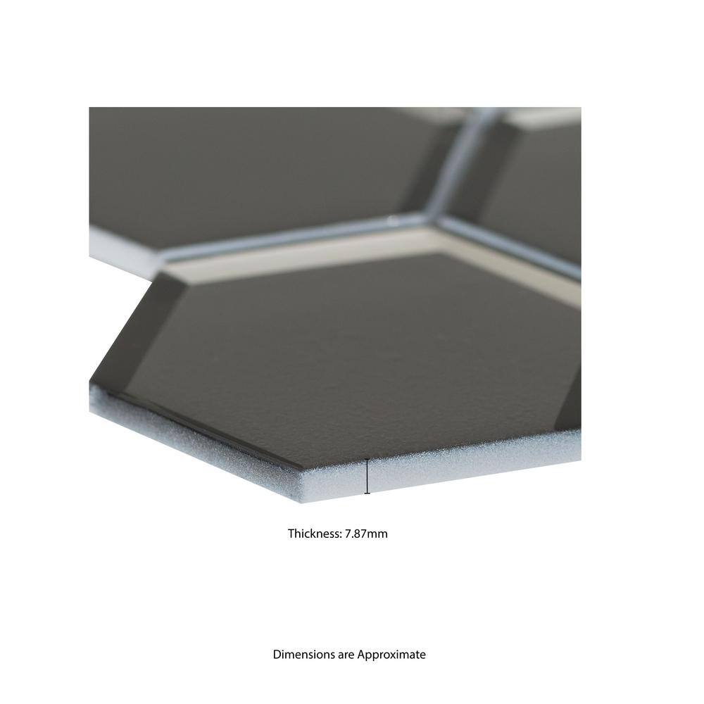 Metallic Gray 3 in. Beveled Hexagon 11x12 Glass Mesh-Mounted Mosaic, SMOT-GLS-MEGRBEHEX8MM, 8.9sf, 10 pcs, 32 lbs, FINAL PRICE: $9.99/pc, $99.90/box + Tax