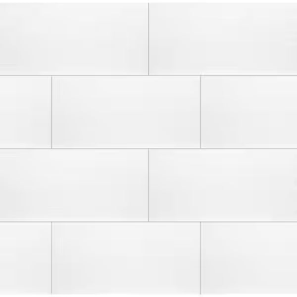 Pure White Polished 12x24 Tile, 9mm, 80lbs, 20sf, 10pcs, FINAL PRICE: $1.29/sf, $25.80/bx