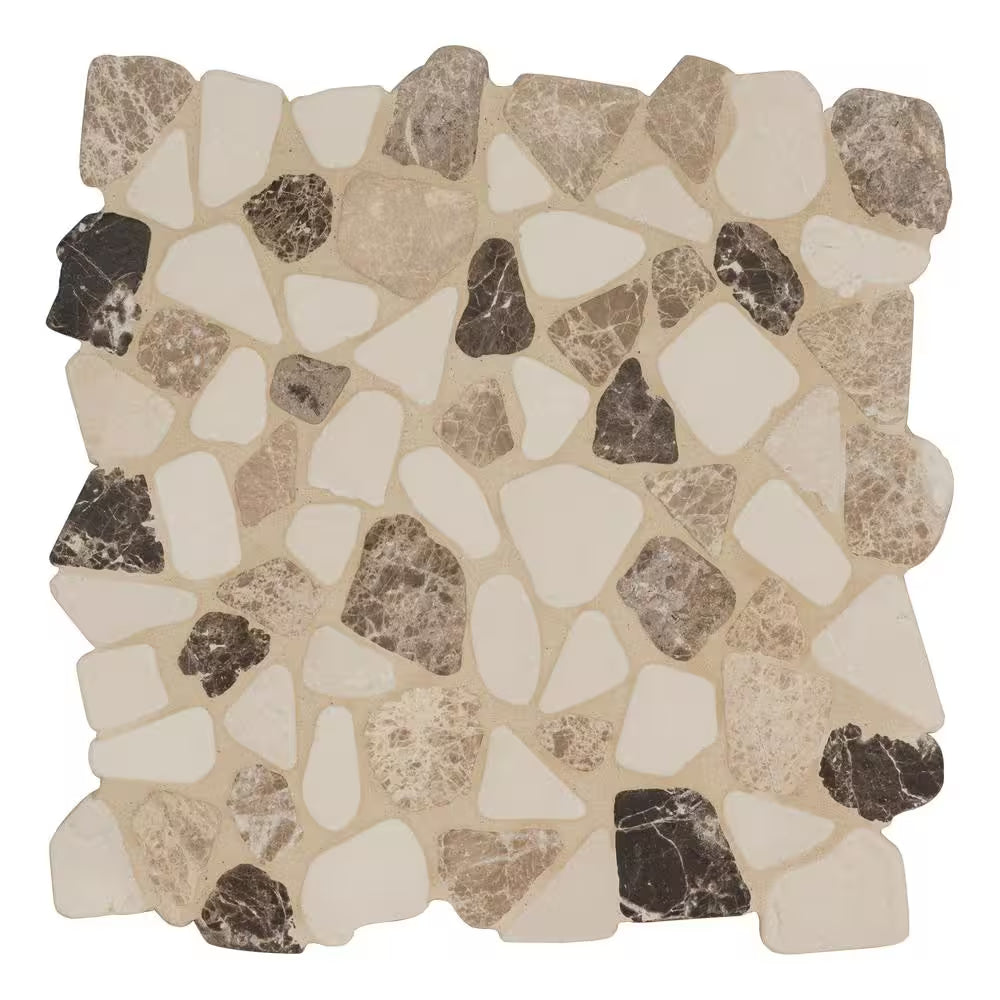 Mix Marble Pebble 12x12  Mosaic, 9sf, 10pcs, 39 lbs, FINAL PRICE: $5.99/pc, $59.90/box + Tax