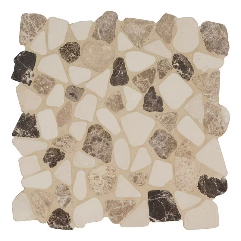 **PER PC** Mix Marble Pebble 12x12  Mosaic, 9sf, 10pcs, 39 lbs, FINAL PRICE: $5.99/pc, $59.90/box + Tax